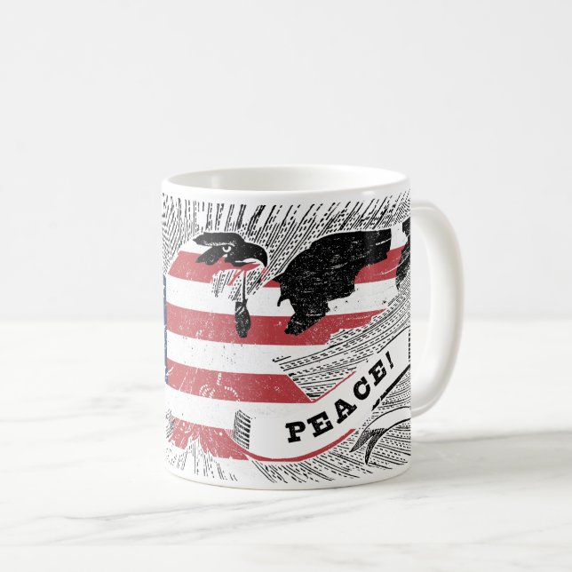 Mug American Peace Eagle USA Drapeau Art patriotique (Devant droit)
