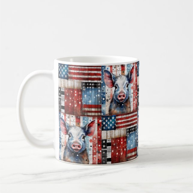 Mug American Pig Farm art populaire (Gauche)