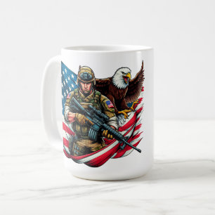 Mug American Soldier Eagle USA Drapeau Patriotique Art