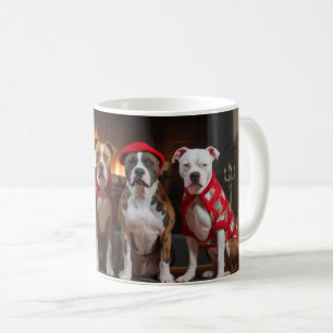 Mug American Staffordshire au coin du feu de Noël