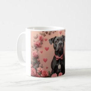 Mug American Staffordshire avec Roses - Saint-Valentin