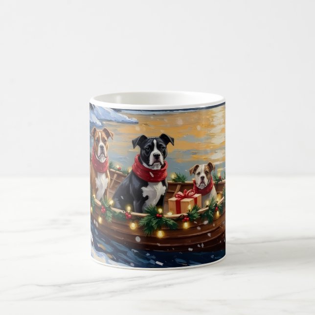 Mug American Staffordshire Terrier Christmas Boat (Centre)