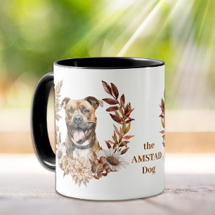 Mug American Staffordshire Terrier Dog Automne Wreath