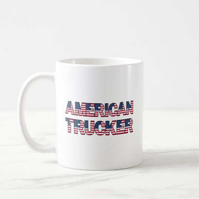 Mug American Trucker Lettres Drapeau Patriotic Road (Gauche)