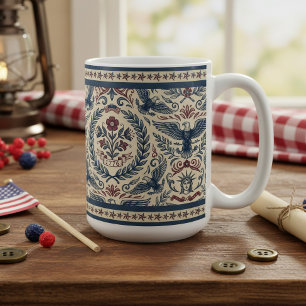 Mug Americana Eagles Fleurs Étoiles et Rayures  ID1298