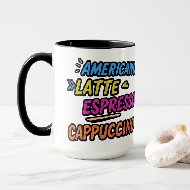 Mug Americano Latte Espresso Cappuccino Drôle Café  (Avec donut)