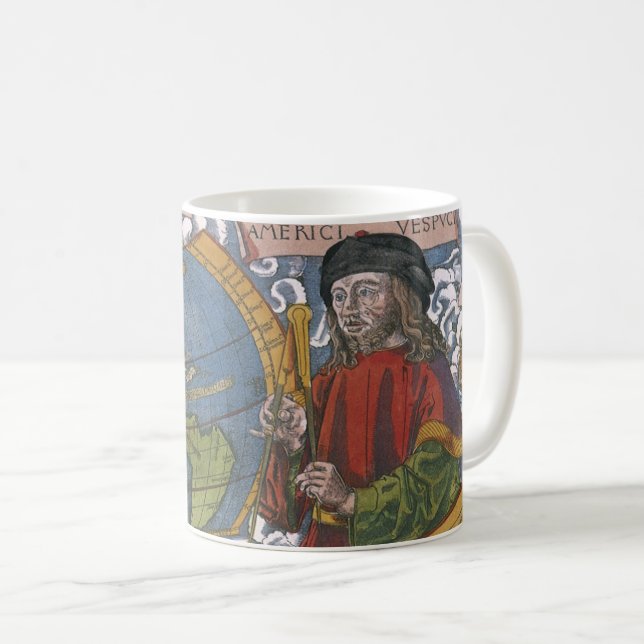 Mug Amerigo Vespucci Explorer sur une carte des Amériq (Devant droit)