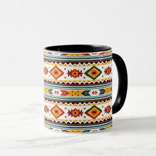 Mug Amérindien Design - Vert rouille Orange Jaune