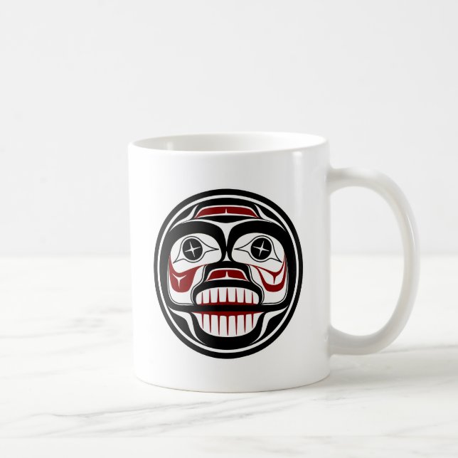 Mug Amérindien Noir Haida Art Otter Saumon (Droite)