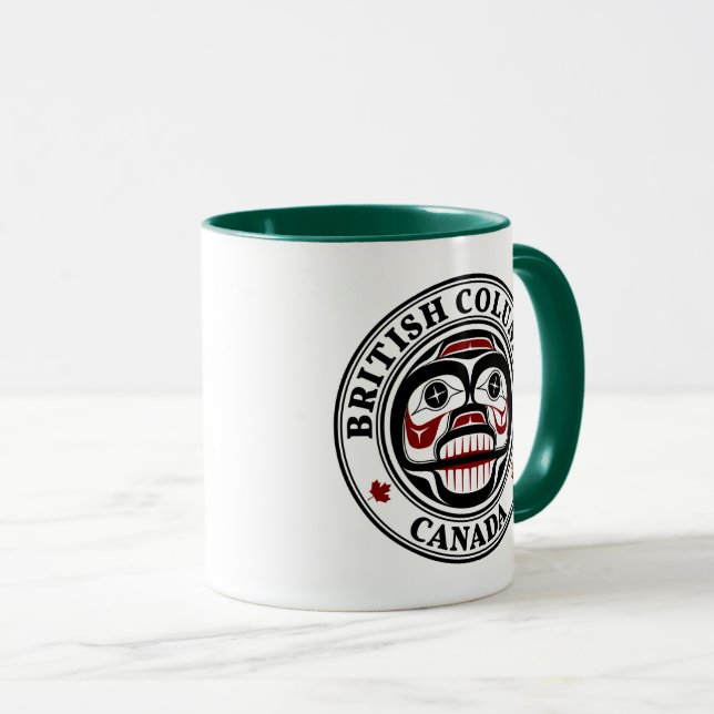 Mug Amérindien Noir Haida Art Peau de pleurs (Devant droit)