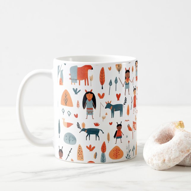 Mug Amérindiens de la tribu des Arts Ethniques enfants (Avec donut)