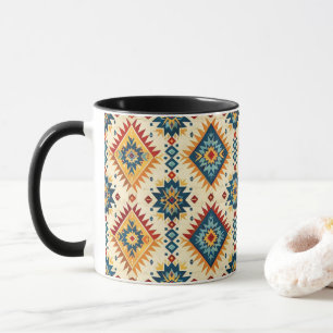 Mug Amérindiens Design Tons de Rouille Bleue Orange