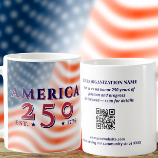 Mug Amérique 250 1776 2026 Code QR personnalisé Patrio