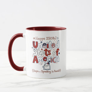Mug Amérique 250 ans drôle avec orthographe fantai