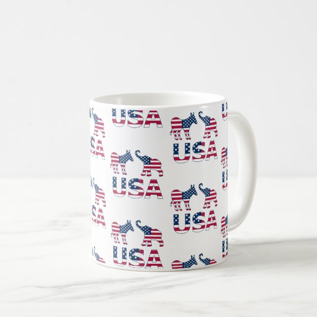 Mug Amérique Démocratique Donkey Républicain Elephant  (Devant droit)