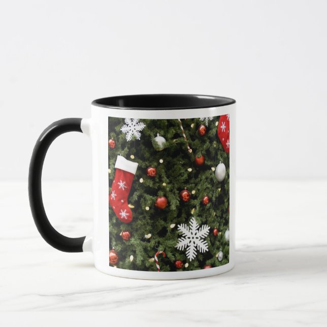 Mug Amérique du Nord. Décorations de Noël sur l'arbre. (Gauche)