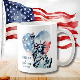Mug Amérique Mon Feu du Cœur 1776-2026 Patriotique