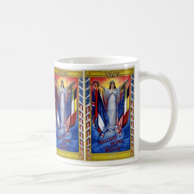 Mug Amérique patriotique vintage, Paix Justice Liberté (Droite)