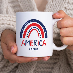 Mug Amérique   Rouge blanc et bleu arc-en-ciel