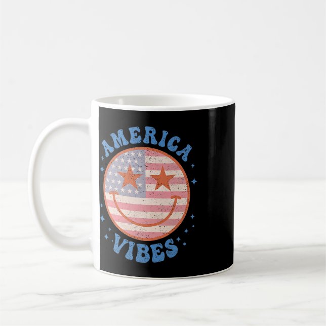 Mug Amérique Vibes Visage Heureux Sourire Drapeau Amér (Gauche)