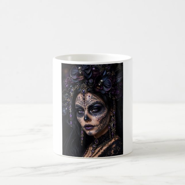 Mug Améthyste Orchidée Calavera – Crâne de Sucre Gothi (Centre)