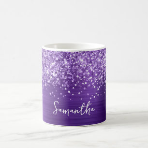 Mug Améthyste Pailletée Violet Glam Nom