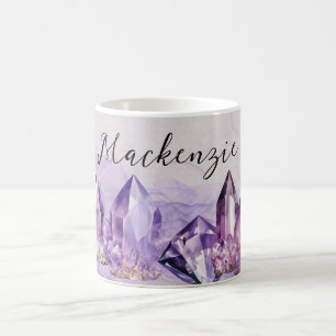 Mug Améthyste violet d'aquarelle cristaux