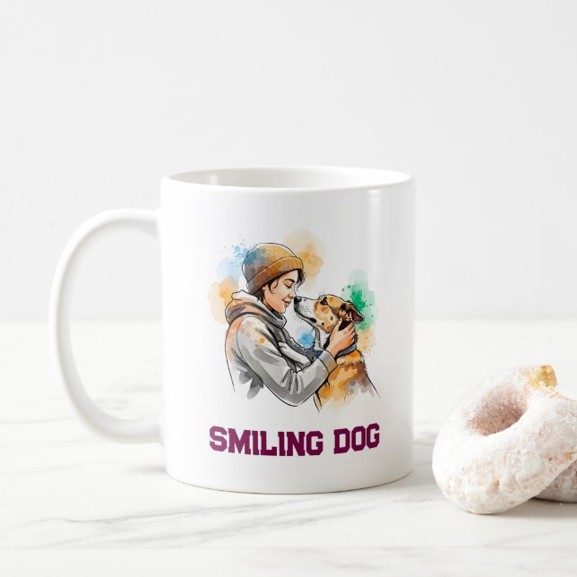 Mug Amis adorables amateurs de chiens à l'aquarelle (Avec donut)