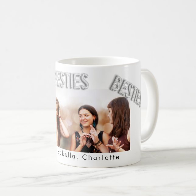 Mug Amis blanc argent besties BFF photo (Devant droit)