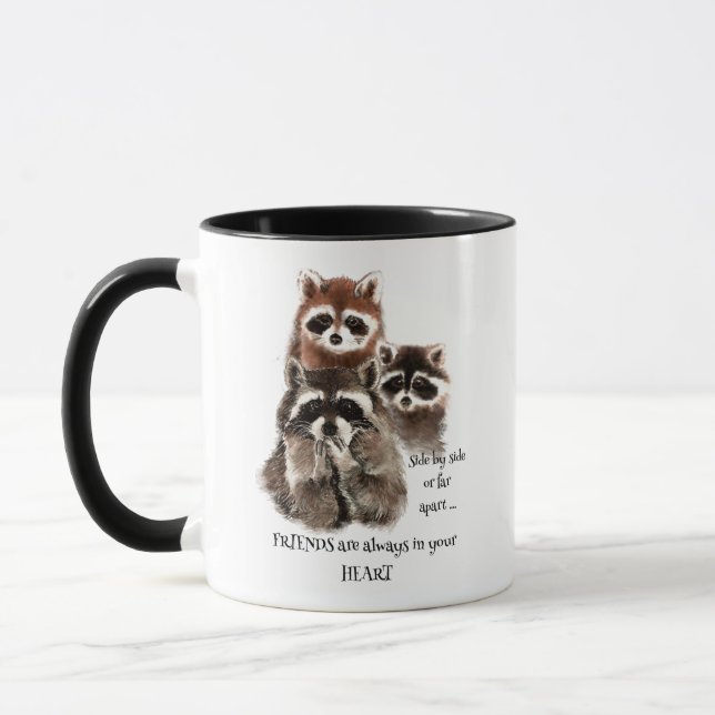 Mug Amis dans votre coeur Citation Raccoon Humour anim (Gauche)