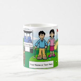Mug Amis de golf personnalisés - Deux caricatures