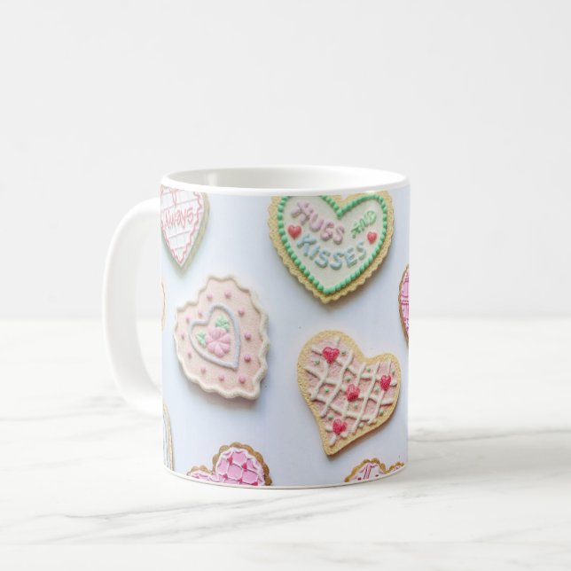 Mug Amis de la Saint-Valentin  Cookies en forme de coe (Devant gauche)