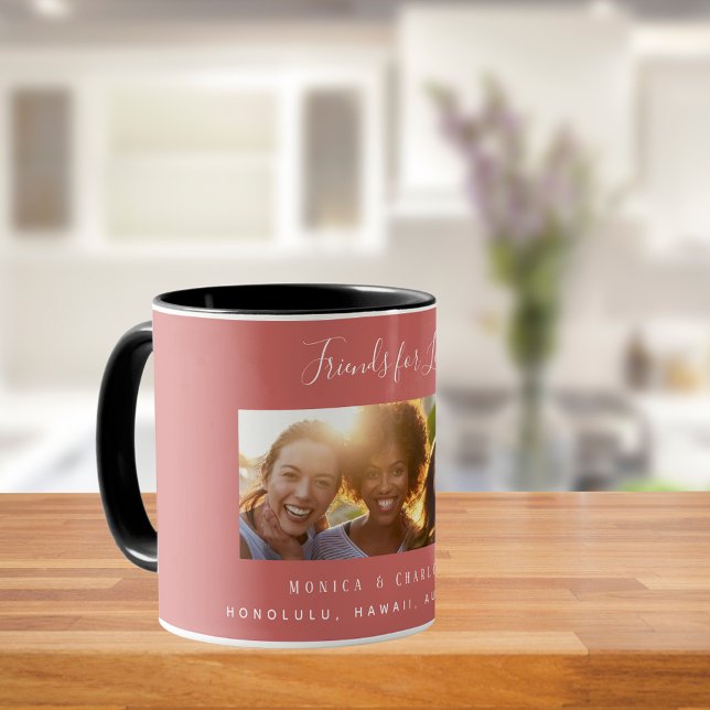 Mug Amis de la vie nom photo brun rouge (Créateur téléchargé)