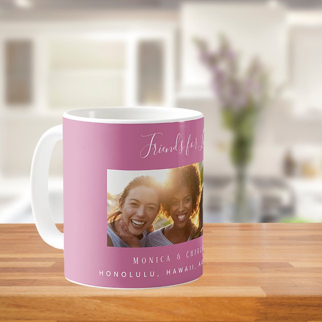 Mug Amis de la vie nom photo rose foncé (Créateur téléchargé)
