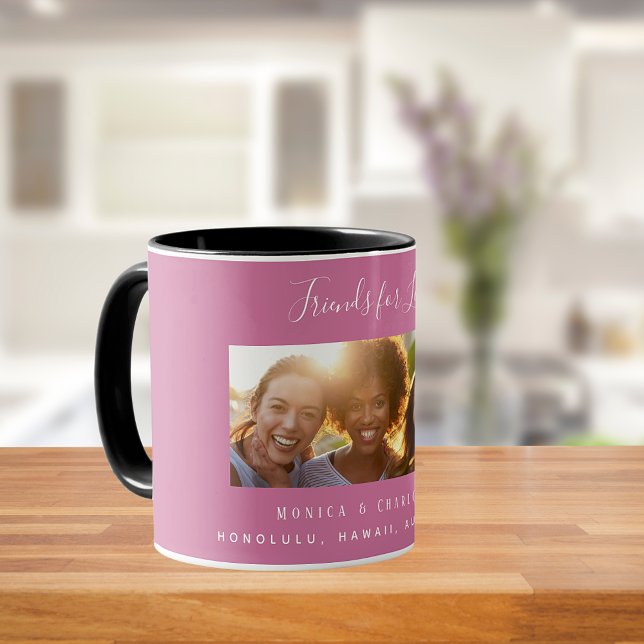 Mug Amis de la vie nom photo rose foncé (Créateur téléchargé)