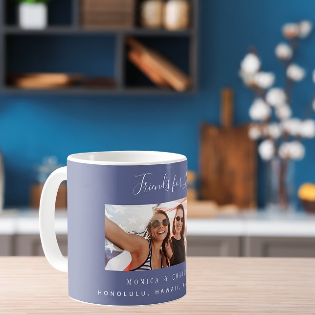 Mug Amis de la vie photo noms bleu (Créateur téléchargé)