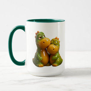 Mug Amis dinosaures mignons qui s'embrassent 