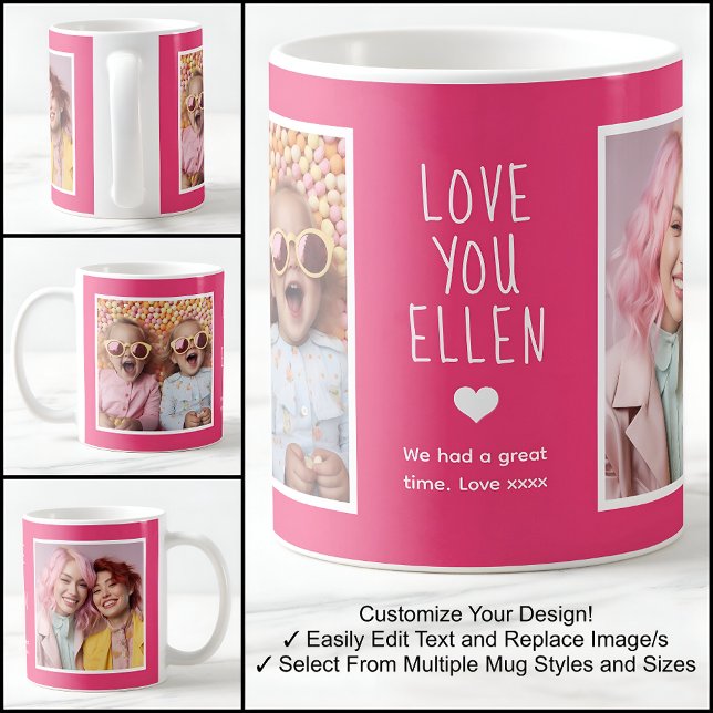 Mug Amis Nous Vous Aimons Photos Moderne Rose C58 & Bl (Créateur téléchargé)