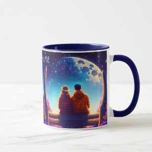 Mug Amis ou amoureux sur un banc au clair de lune,