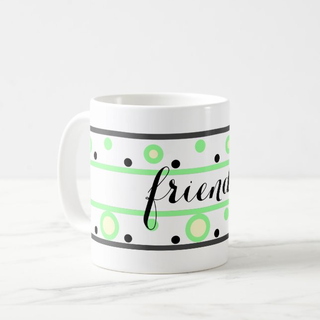 Mug Amis points verts et crème (Devant gauche)