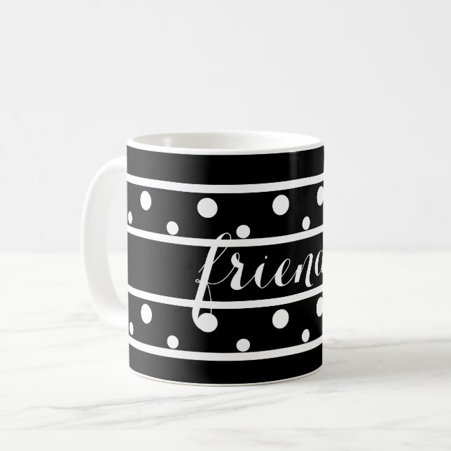 Mug Amis Pois blancs Noir (Devant gauche)