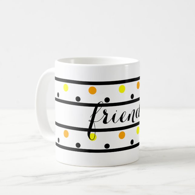 Mug Amis Pois orange jaune (Devant gauche)