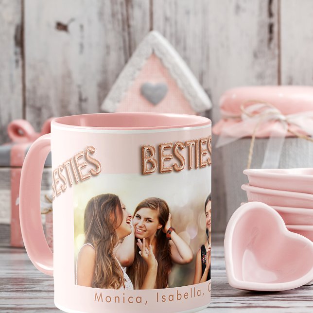 Mug Amis pour toujours blush rose besties BFF photo (Créateur téléchargé)