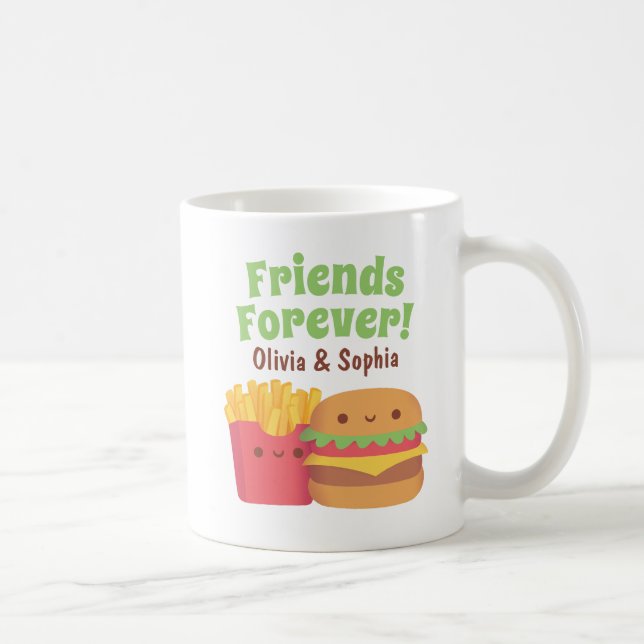Mug Amis pour toujours, Kawaii Frites et Burger (Droite)