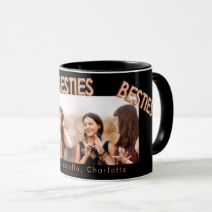Mug Amis pour toujours noir rose or besties photo