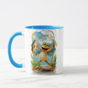 Mug Amitié aquatique : Grenouille avec poisson sur l'e