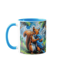 Amitié mignonne entre écureuil et bleu