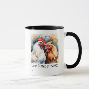 Mug Amitié ou romantique Votre nom Noms Poulets