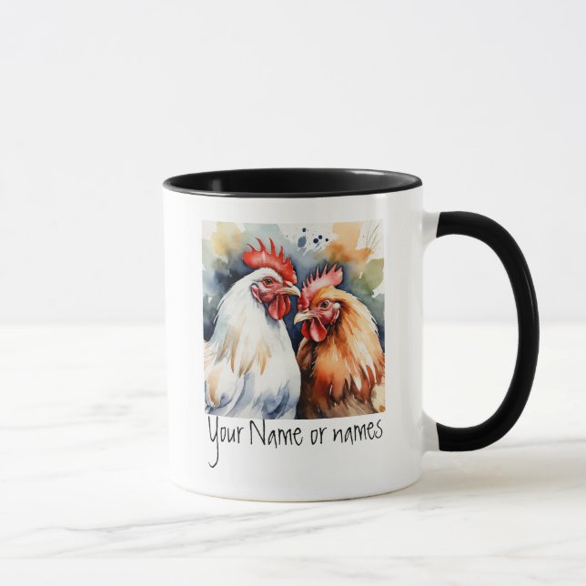 Mug Amitié ou romantique Votre nom Noms Poulets (Droite)