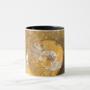 Mug Ammonite et autres fossiles en roche